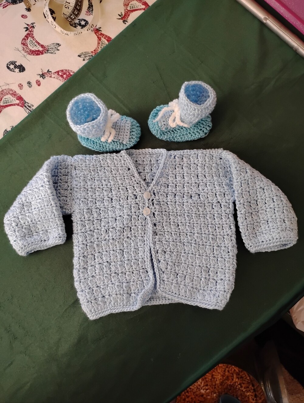 Handmade Crochet Baby Boy Sweater With Booties